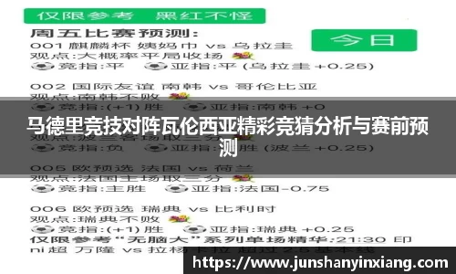 马德里竞技对阵瓦伦西亚精彩竞猜分析与赛前预测